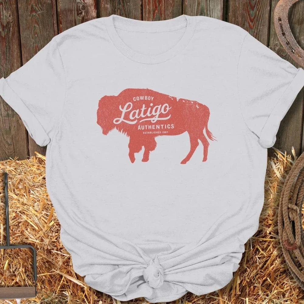 Latigo-Cowboy Authentics Ice Grey / S Buffalo Tee