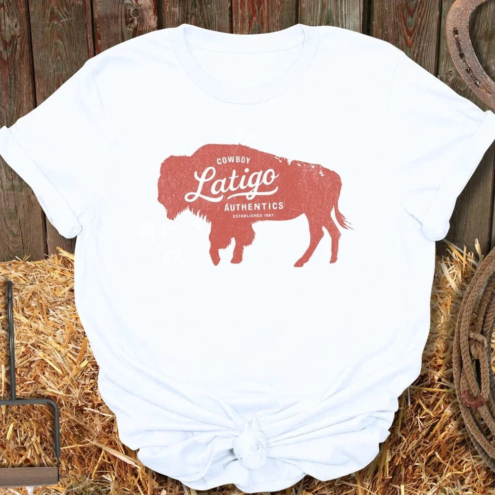 Latigo-Cowboy Authentics White / S Buffalo Tee